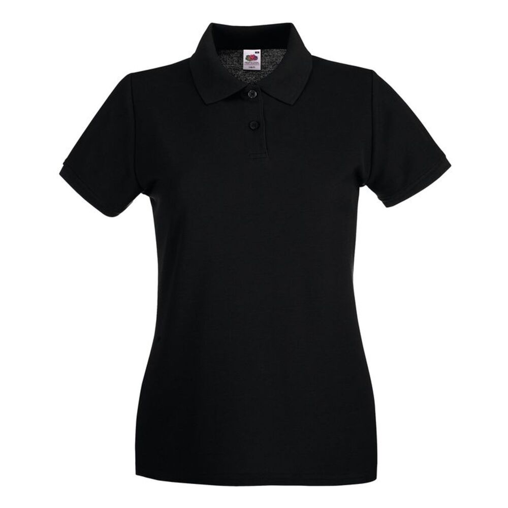 Fruit of the Loom Womens/Ladies  Cotton Pique Lady Fit Polo Shirt / Black
